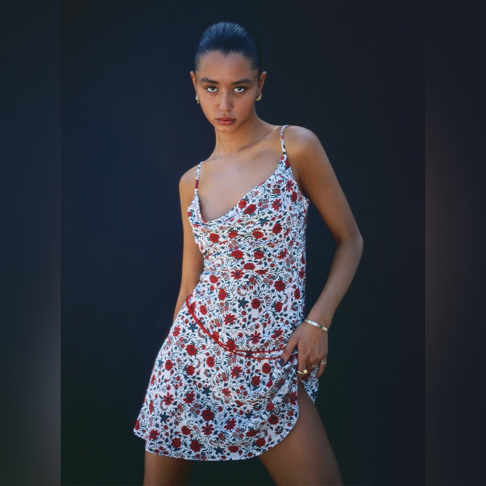 Realisation Par The Montague Mini Sundress - White Batik Floral -Size Medium